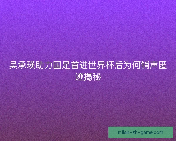 吴承瑛助力国足首进世界杯后为何销声匿迹揭秘