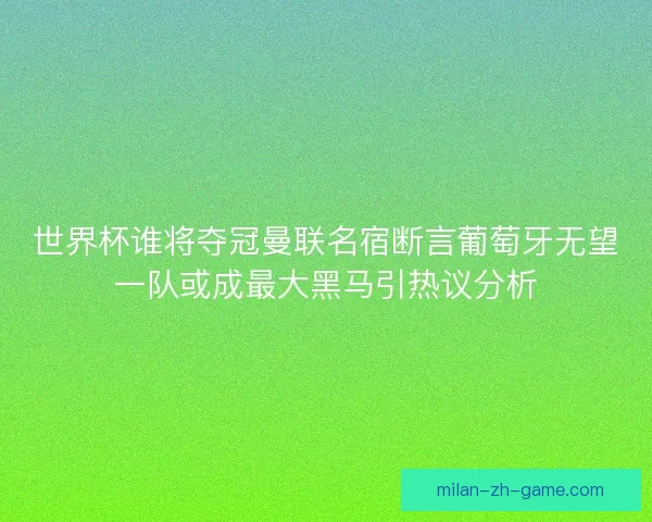 世界杯谁将夺冠曼联名宿断言葡萄牙无望一队或成最大黑马引热议分析 世界杯谁将夺冠曼联名宿断言葡萄牙无望一队或成最大黑马引热议分析